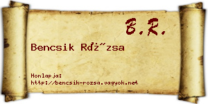 Bencsik Rózsa névjegykártya